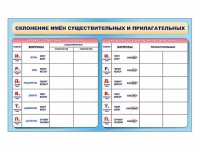 Фрагмент (демонстрационный) маркерный (двухсторонний) "Склонение имен существительных и прилагательных" - «globural.ru» - Ижевск